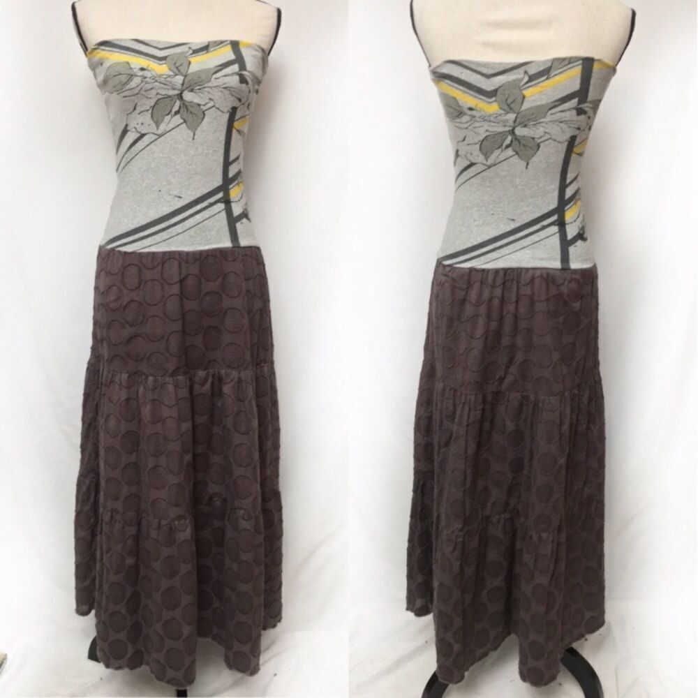 Mixed Media Strapless Dress Upcycled Material